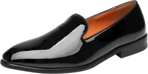 ELANROMAN Men's Patent Leather Loafers Wedding Party Prom Shoes