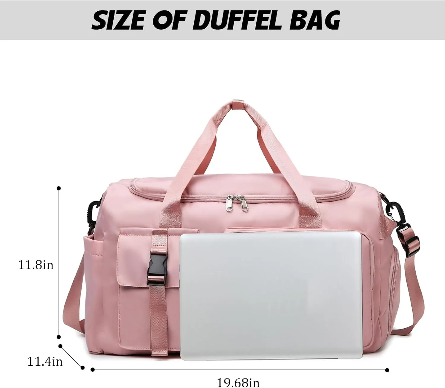 Eslcorri Gym Duffle Bag for Women Men, Sports Backpack with Wet & Shoe Compartment, Fitness Overnight Weekender Bag for Yoga, Swim, Travel (Style B, GreenPink)