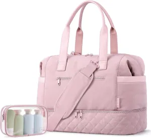 ETRONIK Weekender Bags for Women Travel, Personal Item Travel Bag with Shoe Compartment, Carry On Overnight Bag with Wet Pocket, Gym Duffel Bag for Travel, Sports, Weekend, Hospital Pink