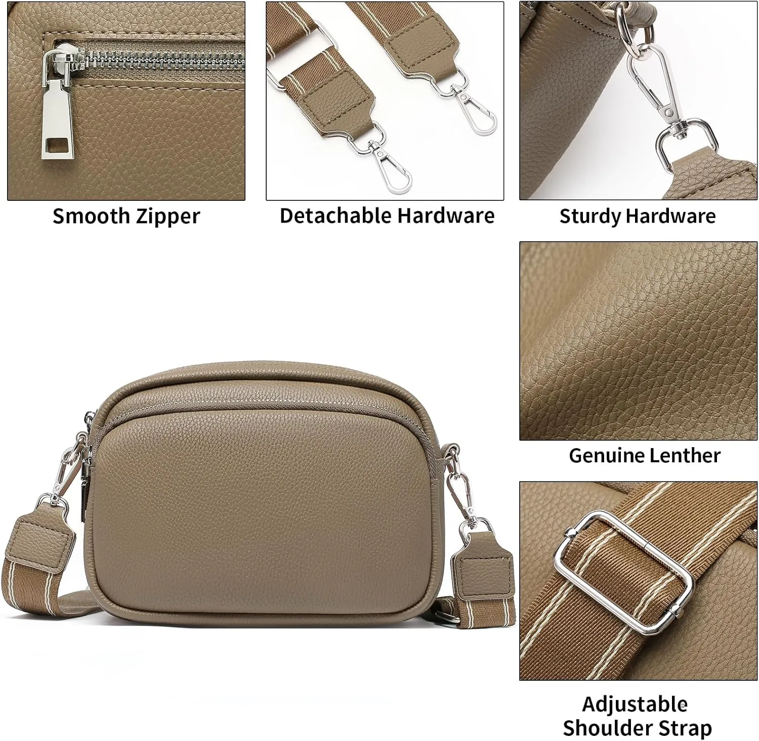 FALAN MULE Small Crossbody Bag for Women Trendy Design Genuine Leather Shoulder Handbags with Adjustable Strap