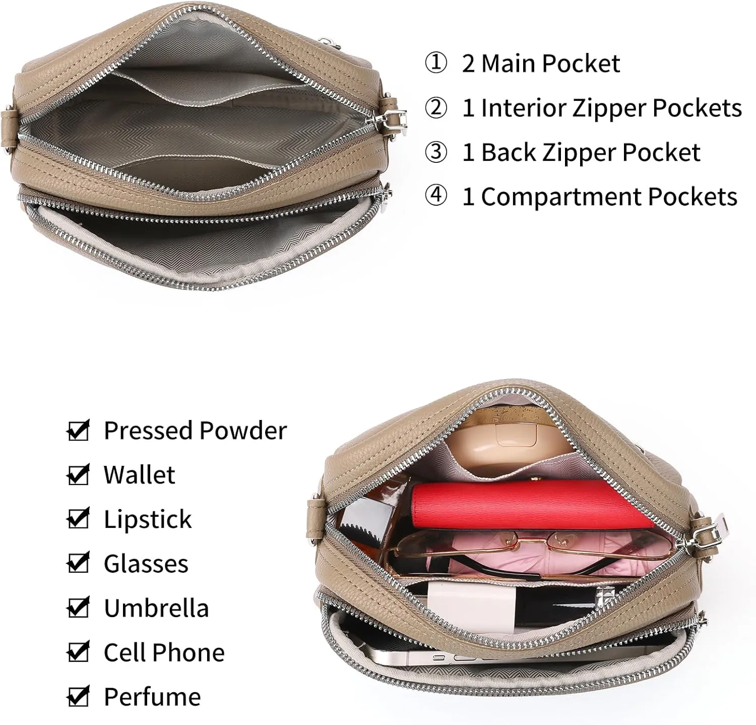 FALAN MULE Small Crossbody Bag for Women Trendy Design Genuine Leather Shoulder Handbags with Adjustable Strap