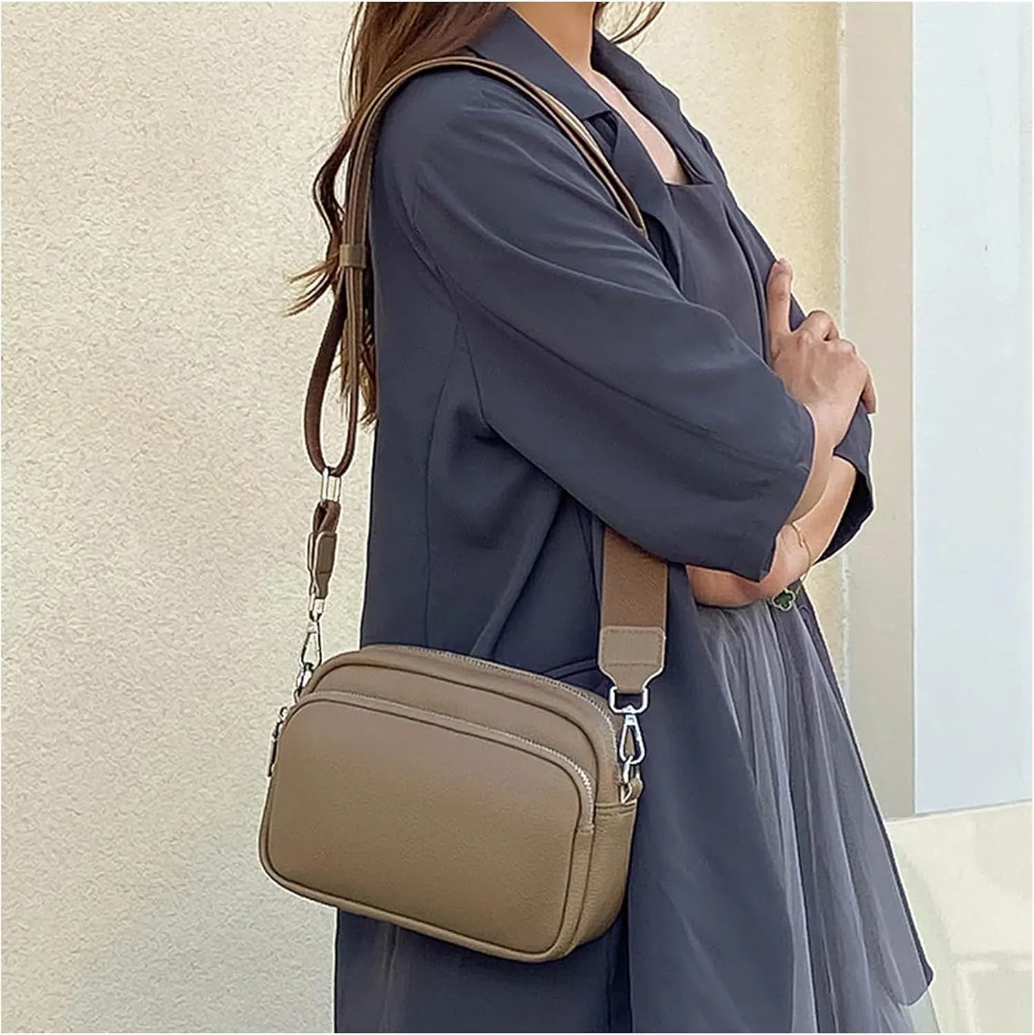 FALAN MULE Small Crossbody Bag for Women Trendy Design Genuine Leather Shoulder Handbags with Adjustable Strap