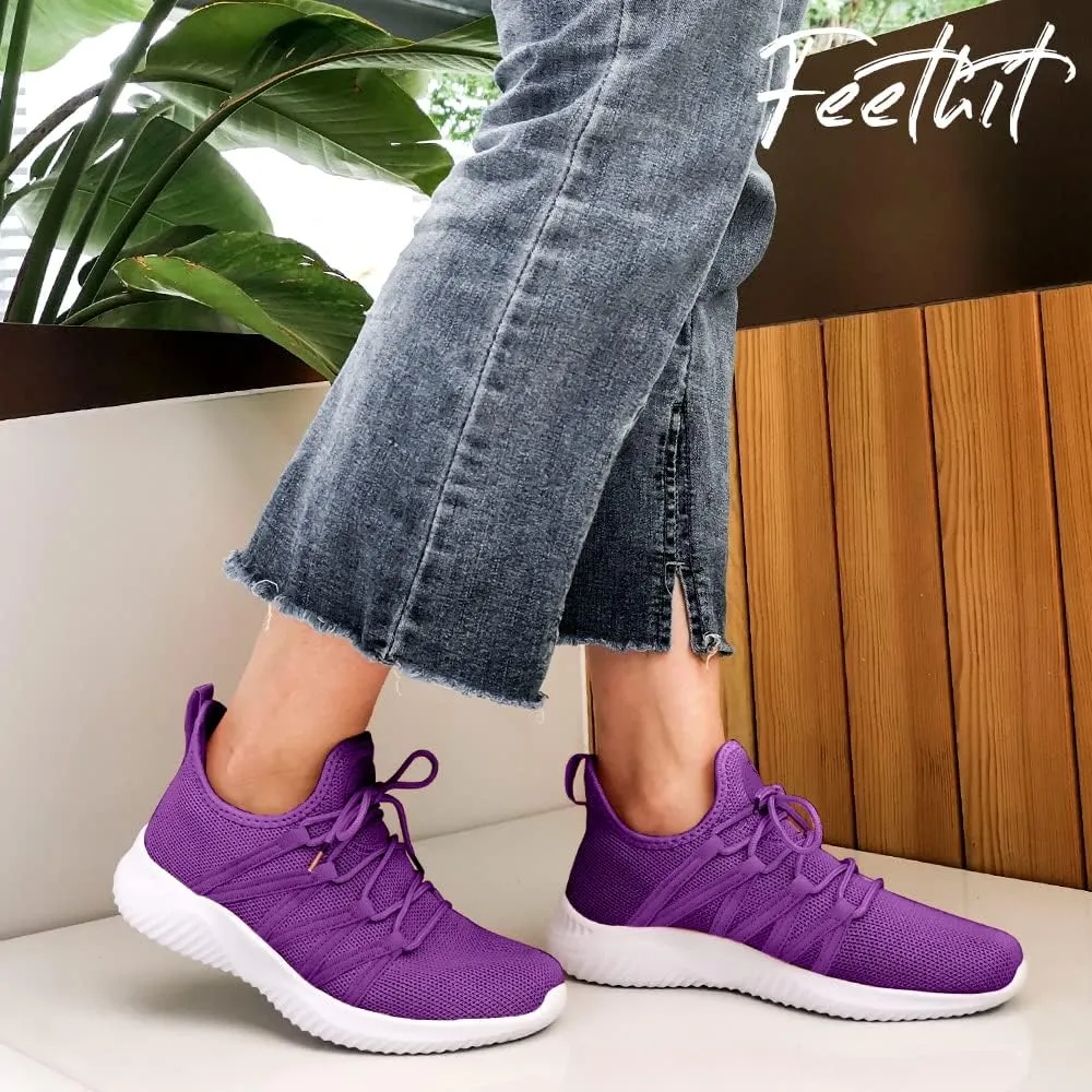 Feethit Womens Slip On Running Shoes Non Slip Walking Shoes Lightweight Gym Workout Shoes Breathable Fashion Sneakers