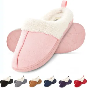 Floopi House Slippers for Women, Fur Lined Clog Womens Slippers Cozy Memory Foam with Indoor & Outdoor Anti Skid Sole