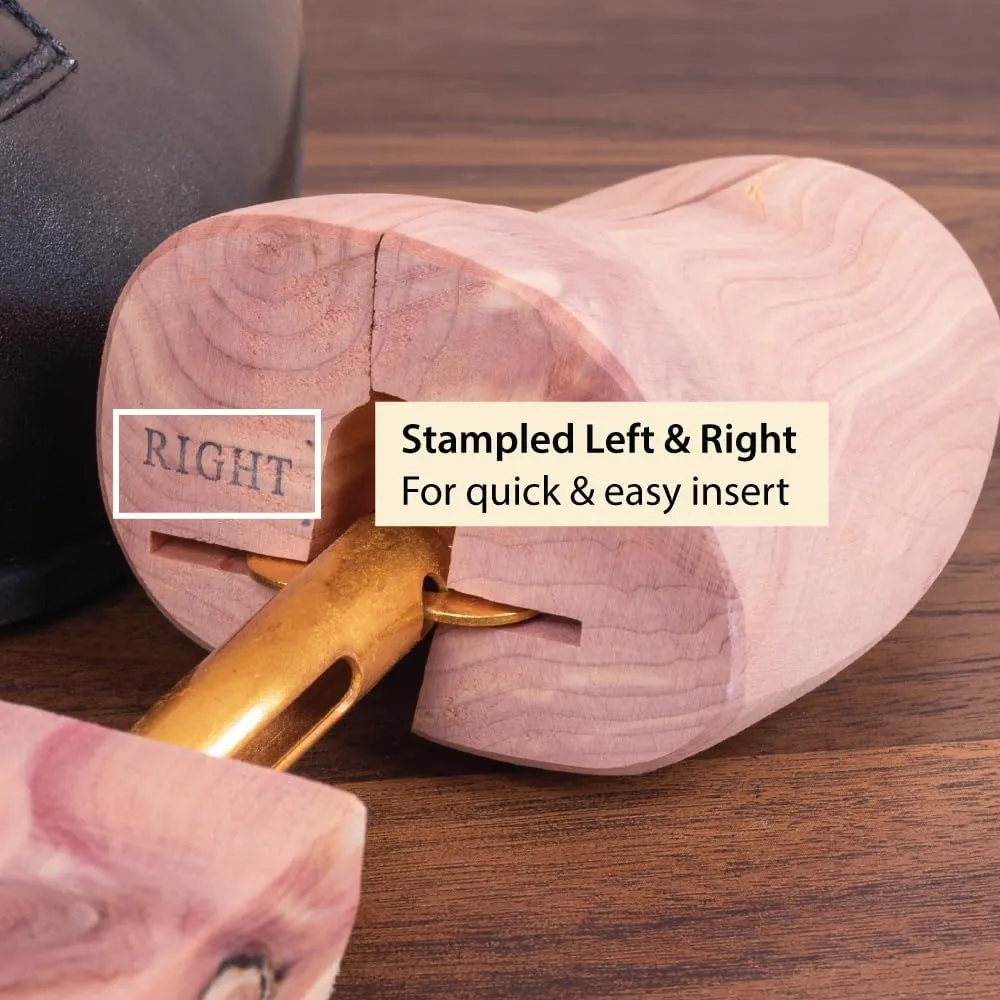 FootFitter Shoe Trees for Men & Women, Wide Heel Split Toe, Aromatic Cedar Boot & Shoe Shaper - USA Grown Cedar Wood