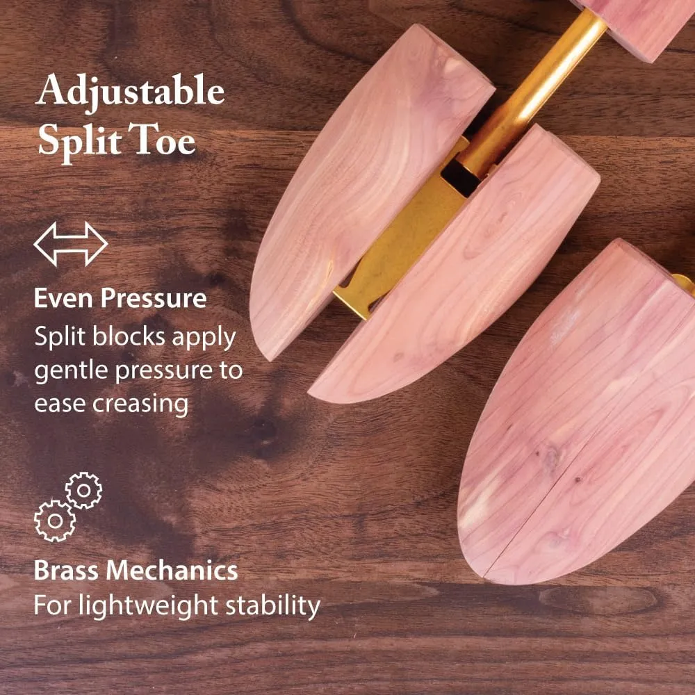 FootFitter Shoe Trees for Men & Women, Wide Heel Split Toe, Aromatic Cedar Boot & Shoe Shaper - USA Grown Cedar Wood