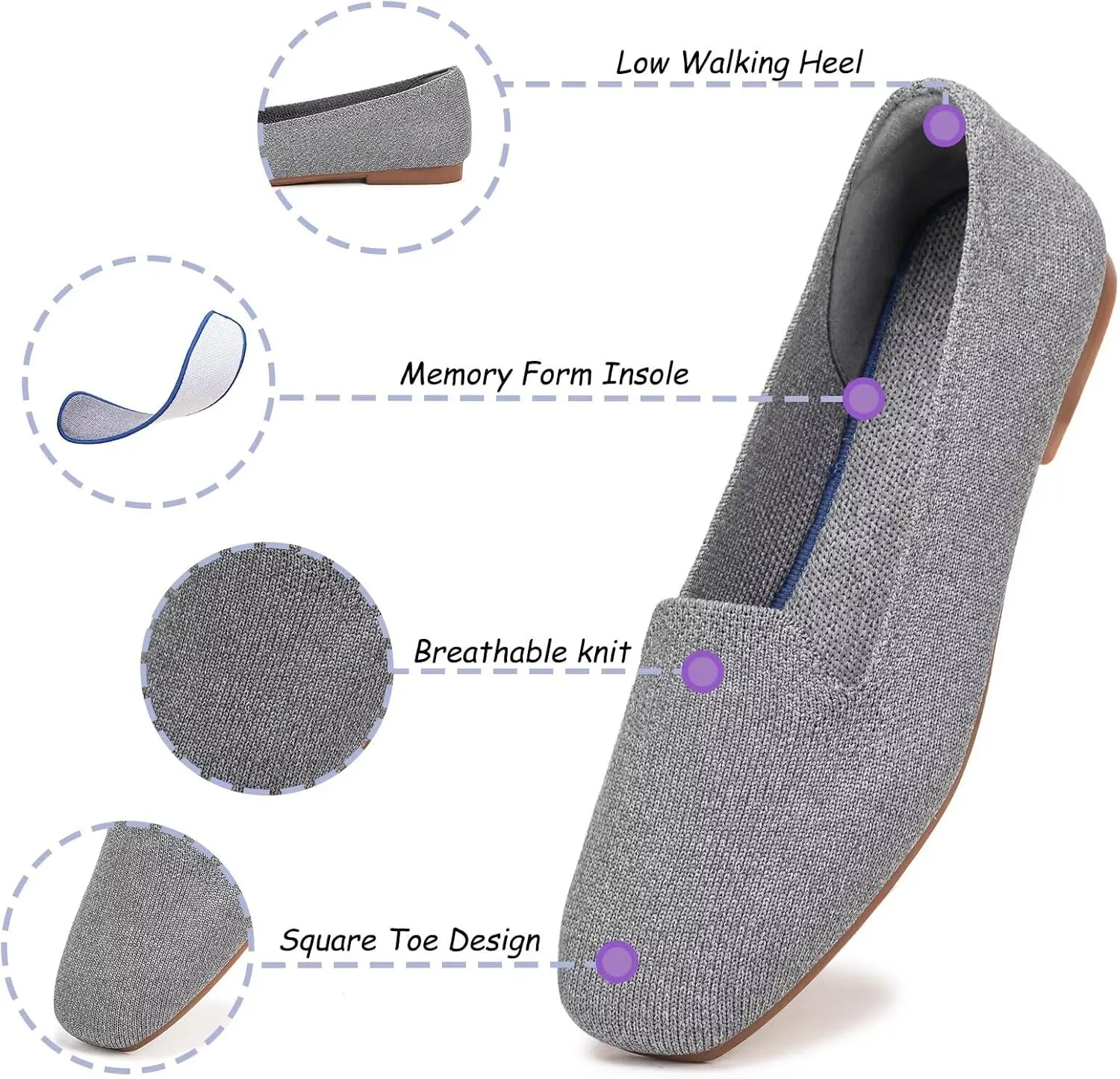 Frank Mully Women's Loafer Flats Square Toe Comfortable Office Work Shoes, Cute Penny Loafer Slip On Walking Driving Shoes