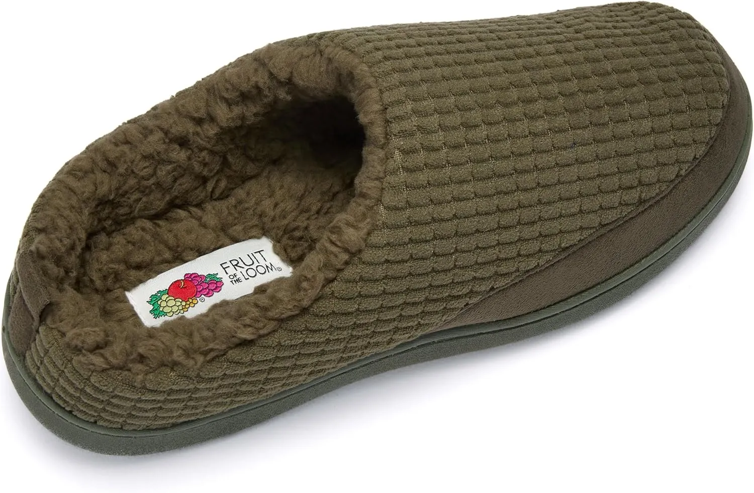 Fruit of the Loom Men's Fleece Waffle Clog - Comfortable, Memory Foam Sole, Indoor/Outdoor, Machine Washable