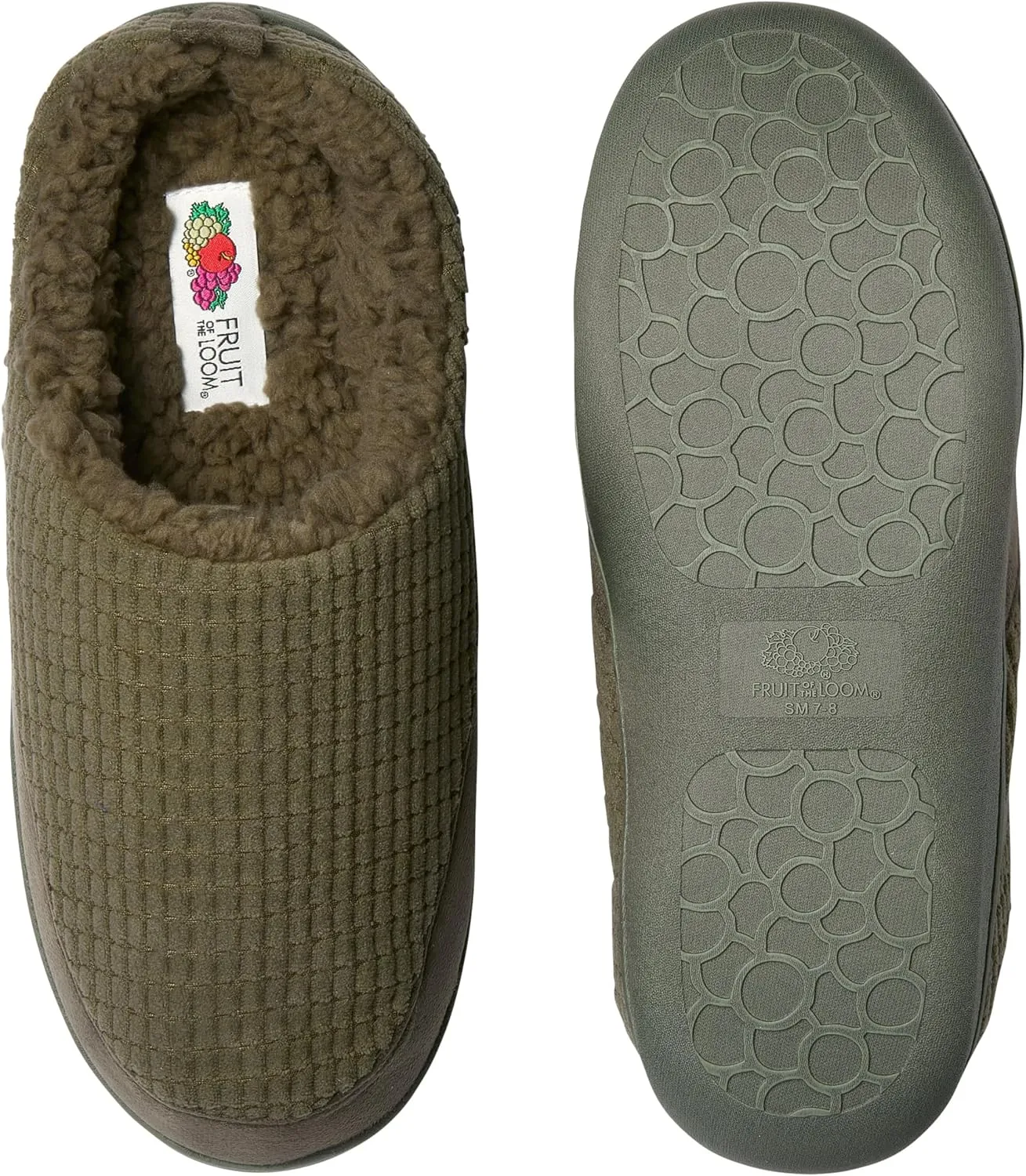 Fruit of the Loom Men's Fleece Waffle Clog - Comfortable, Memory Foam Sole, Indoor/Outdoor, Machine Washable