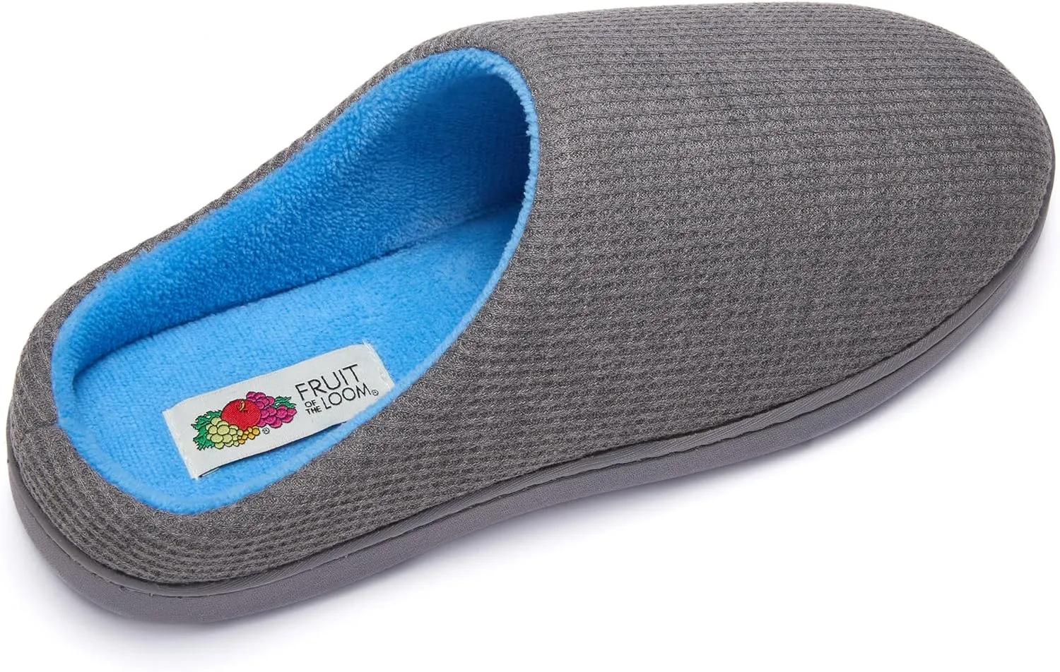 Fruit of the Loom Men's Ribbed Jersey Clog - Comfortable, Memory Foam Sole, Indoor/Outdoor, Machine Washable, Two-Tone