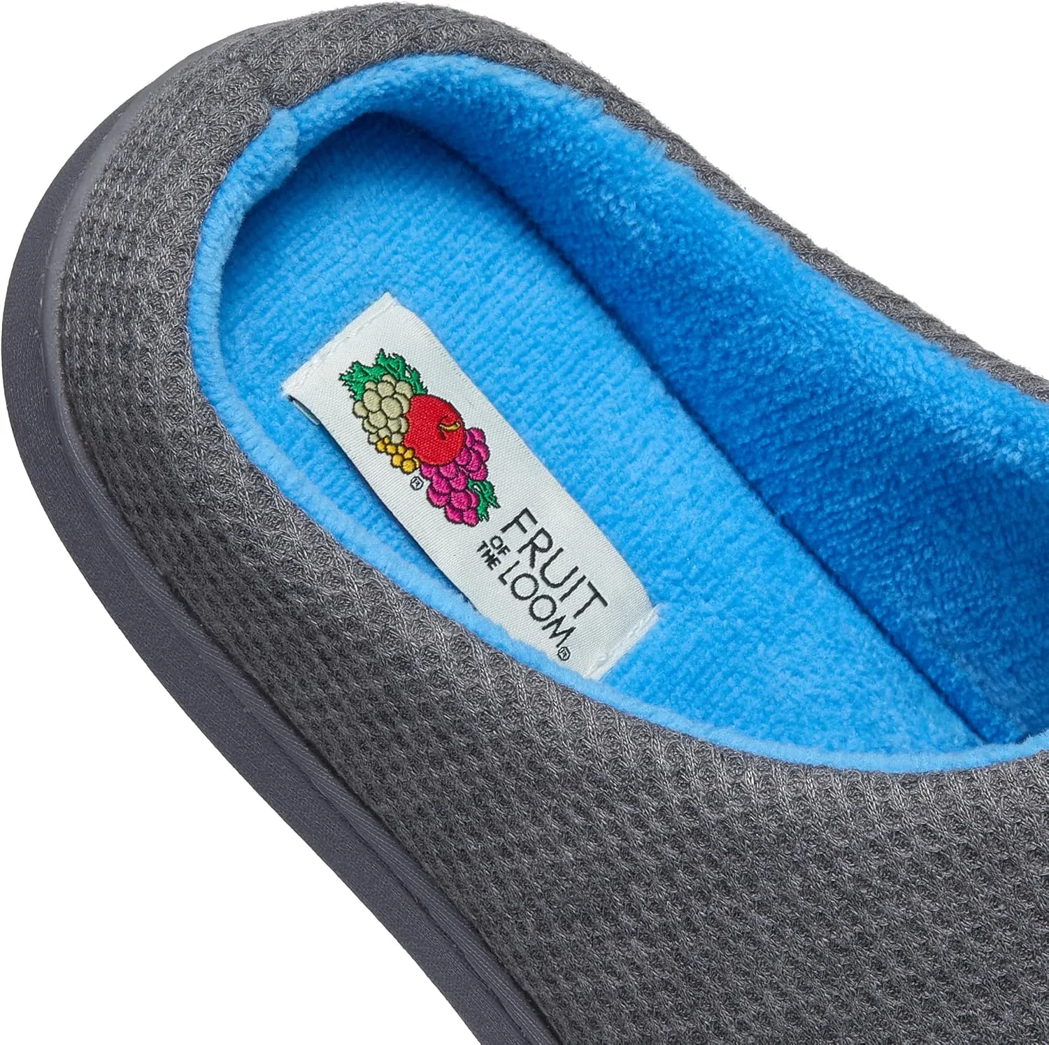Fruit of the Loom Men's Ribbed Jersey Clog - Comfortable, Memory Foam Sole, Indoor/Outdoor, Machine Washable, Two-Tone