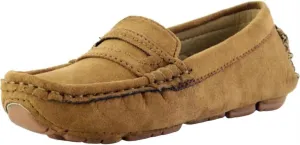 Girls Boys Suede Leather Slip-on Loafers Comfort Moccasin Casual Boat Shoes Uniform Dress Shoes
