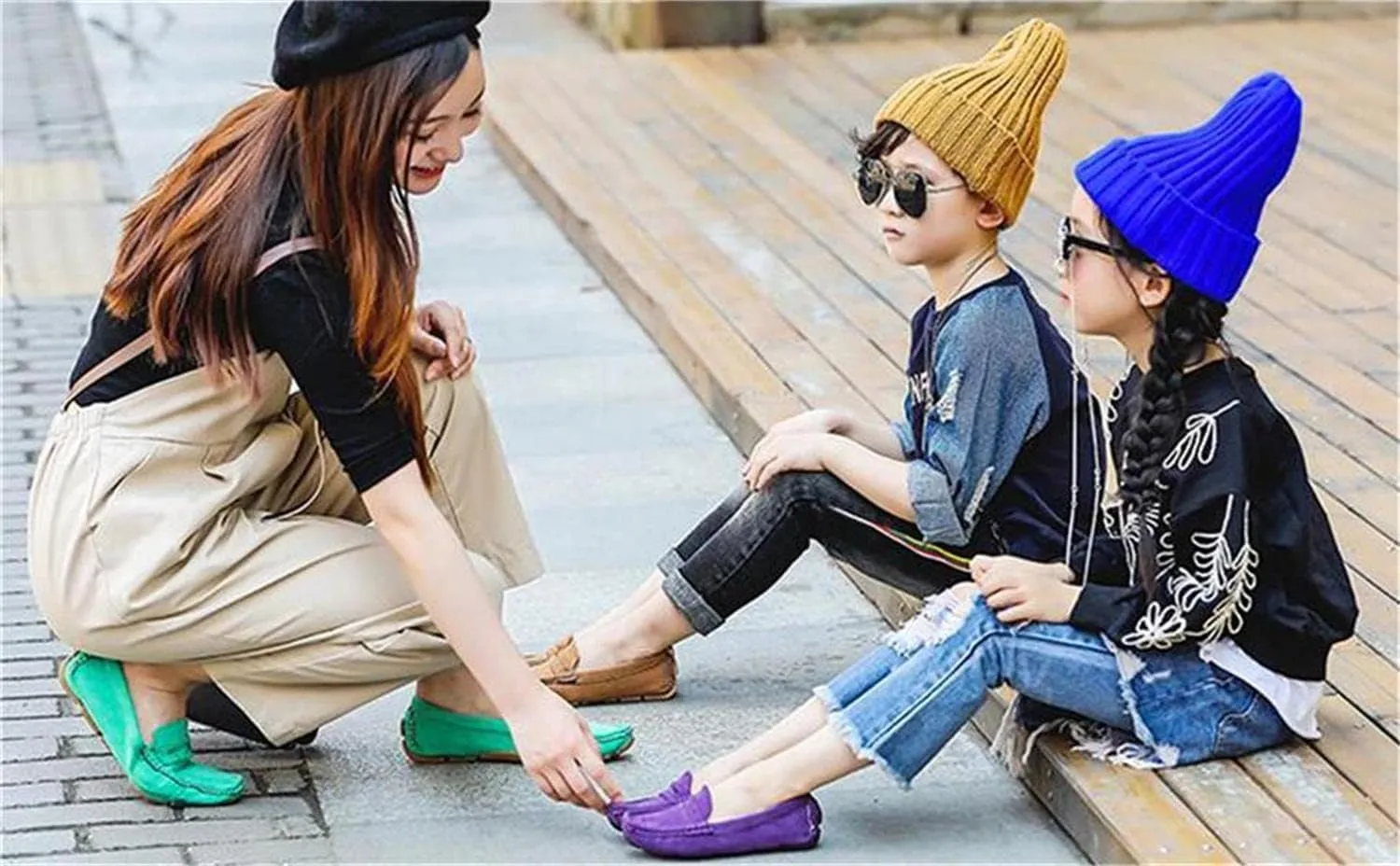 Girls Boys Suede Leather Slip-on Loafers Comfort Moccasin Casual Boat Shoes Uniform Dress Shoes
