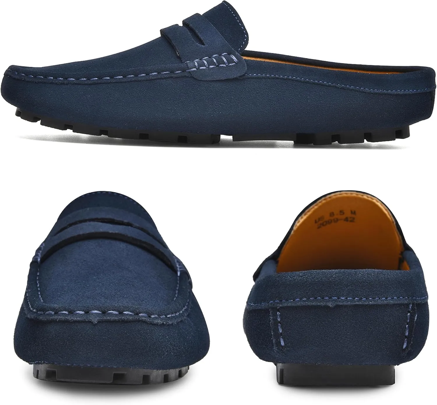 Go Tour Mens Handmade Suede Leather Mules Clog Slippers Breathable Leather Slip on Shoes Casual Loafers