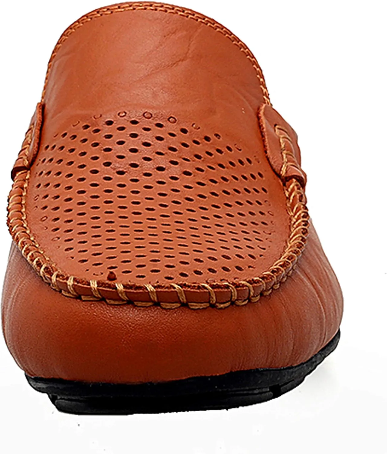 Go Tour Mens Mules Clog Slippers Breathable Punching Leather Slip on Shoes Casual Loafers