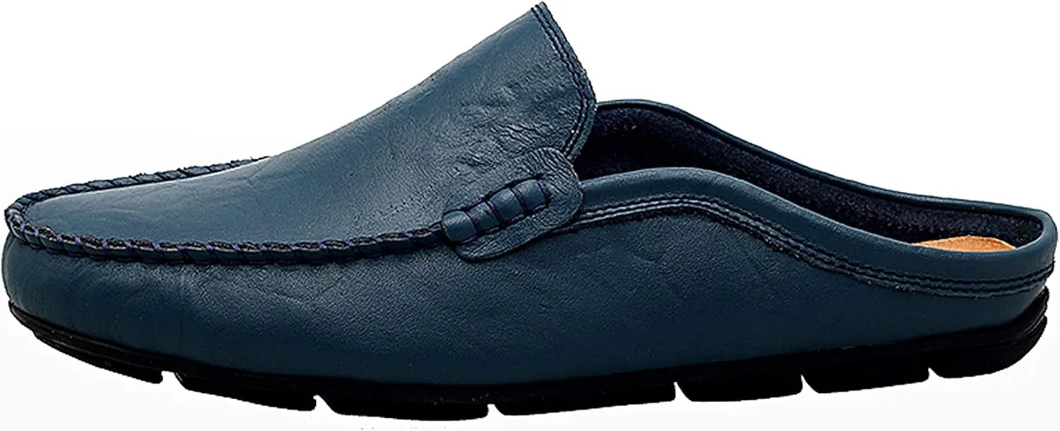 Go Tour Mens Mules Clog Slippers Breathable Punching Leather Slip on Shoes Casual Loafers