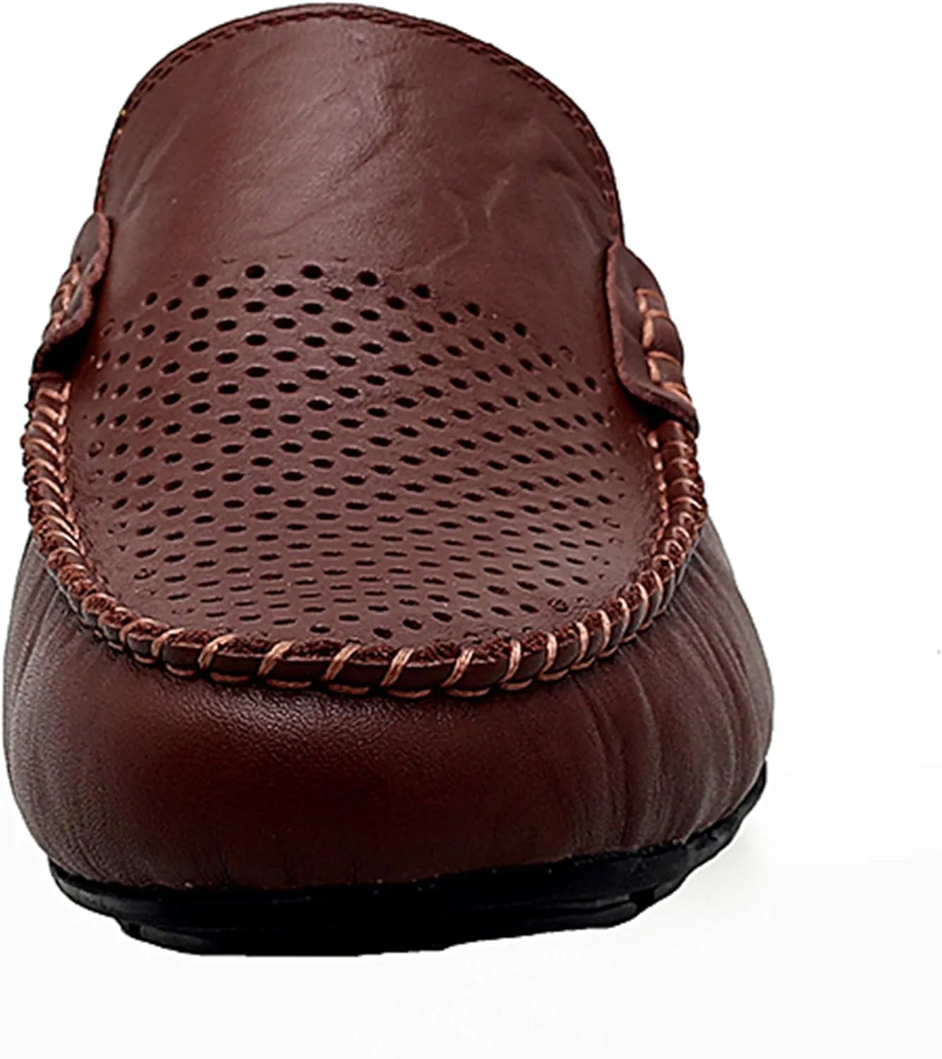 Go Tour Mens Mules Clog Slippers Breathable Punching Leather Slip on Shoes Casual Loafers