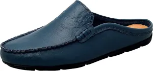 Go Tour Mens Mules Clog Slippers Breathable Punching Leather Slip on Shoes Casual Loafers