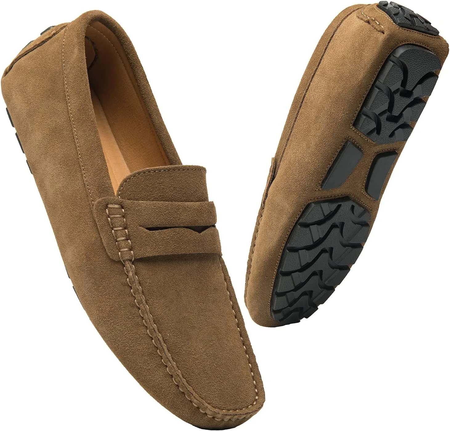 Go Tour Men's Penny Loafers Moccasin Driving Shoes Slip On Flats Boat Shoes