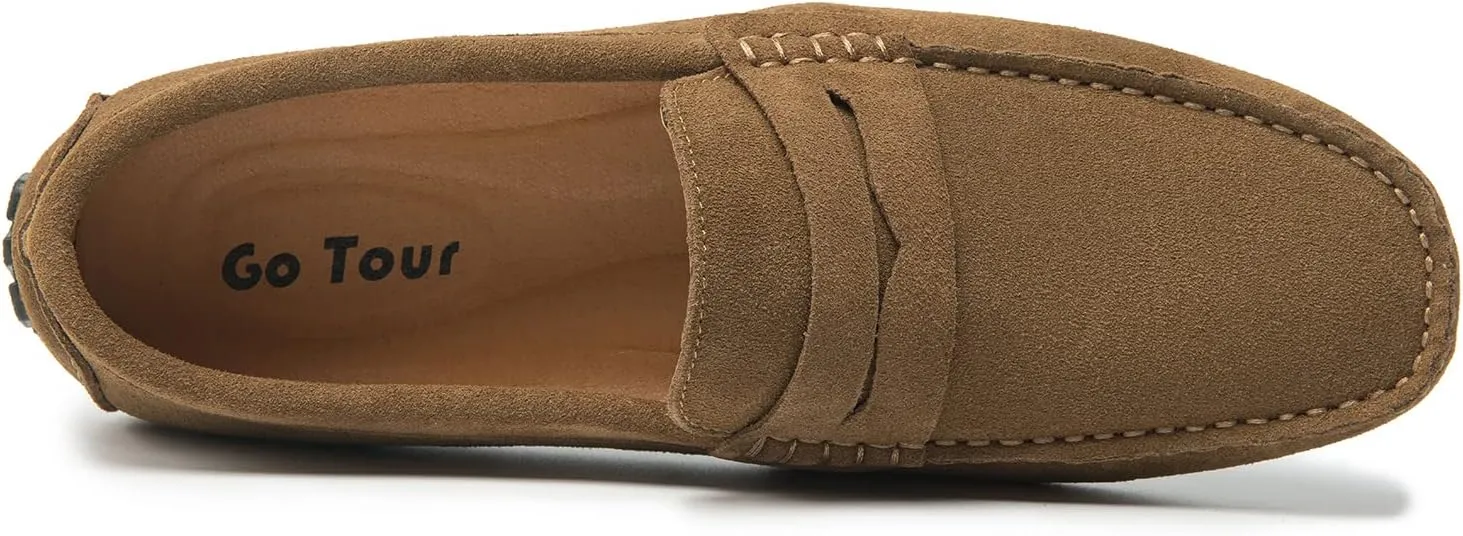 Go Tour Men's Penny Loafers Moccasin Driving Shoes Slip On Flats Boat Shoes