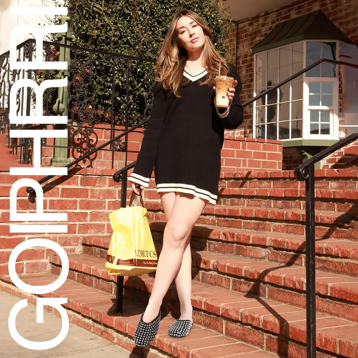 Goiphrri Women's Comfortable Rhinestone Mules - Closed Round Toe Slides, Slip-On Flats, Slingback, Summer, Wide Width
