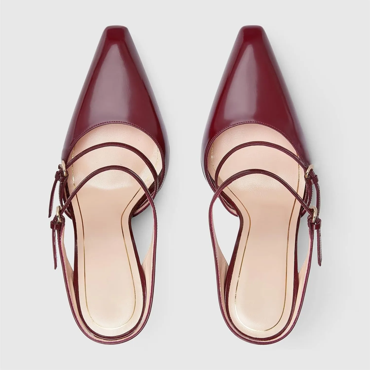 Goolita Clear Wedge Heels for Women, Closed Pointed Toe Mule Heels with Buckle Strap Sexy Backless Slip On Party Evening Shoes