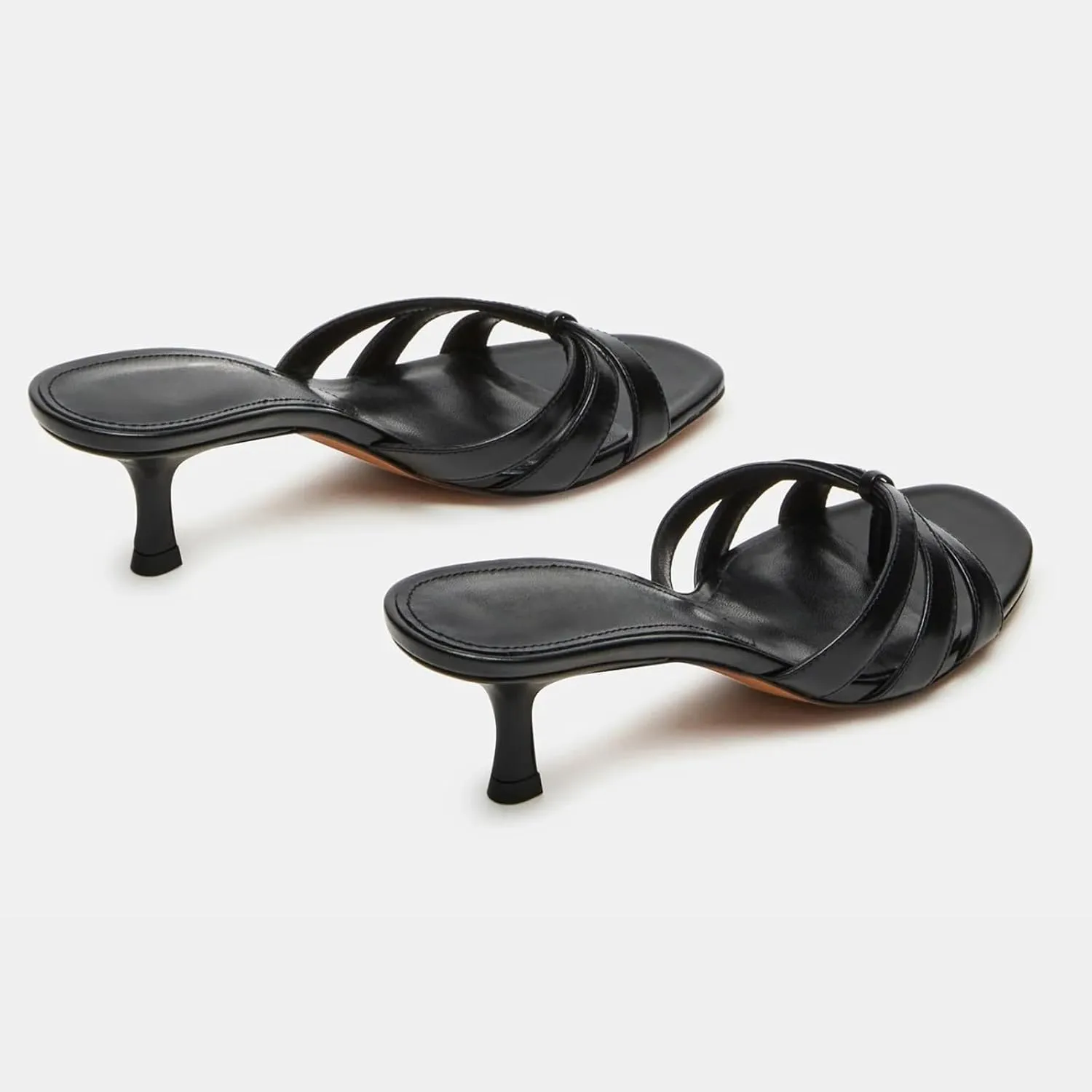 Goolita Women's Pearl Kitten Heels Flip Flops Open Round Toe Strappy Thong Slide Heeled Sandals Comfort Casual Party Mules Heels
