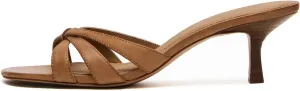 Goolita Women's Pearl Kitten Heels Flip Flops Open Round Toe Strappy Thong Slide Heeled Sandals Comfort Casual Party Mules Heels