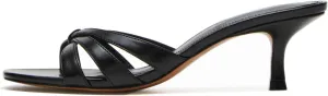 Goolita Women's Pearl Kitten Heels Flip Flops Open Round Toe Strappy Thong Slide Heeled Sandals Comfort Casual Party Mules Heels