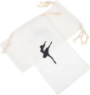 Happyyami 4Pcs Women Ballet Shoe Bag with Dancer Pattern Portable Drawstring Dance Shoes Organizer for Easy Storage of Ballet Accessories for Dance Classes and Practice
