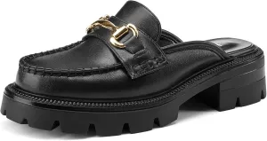 HDEUOLM Womens Platform Heel Round Toe Pumps Mules Shoes Slingback Slip-on Buckle Casual Basic Classic Flat Slides Slippers Loafers