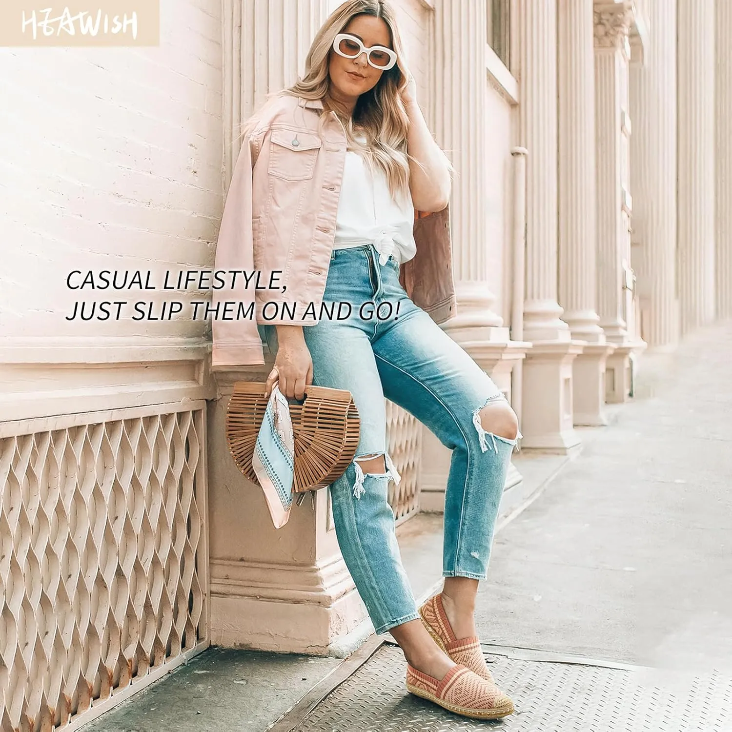 HEAWISH Ballet Flats for Women Loafer Slip on Shoes,Breathable Womens Shoes Dressy Casual Espadrilles for Women Rope Loafer Flats