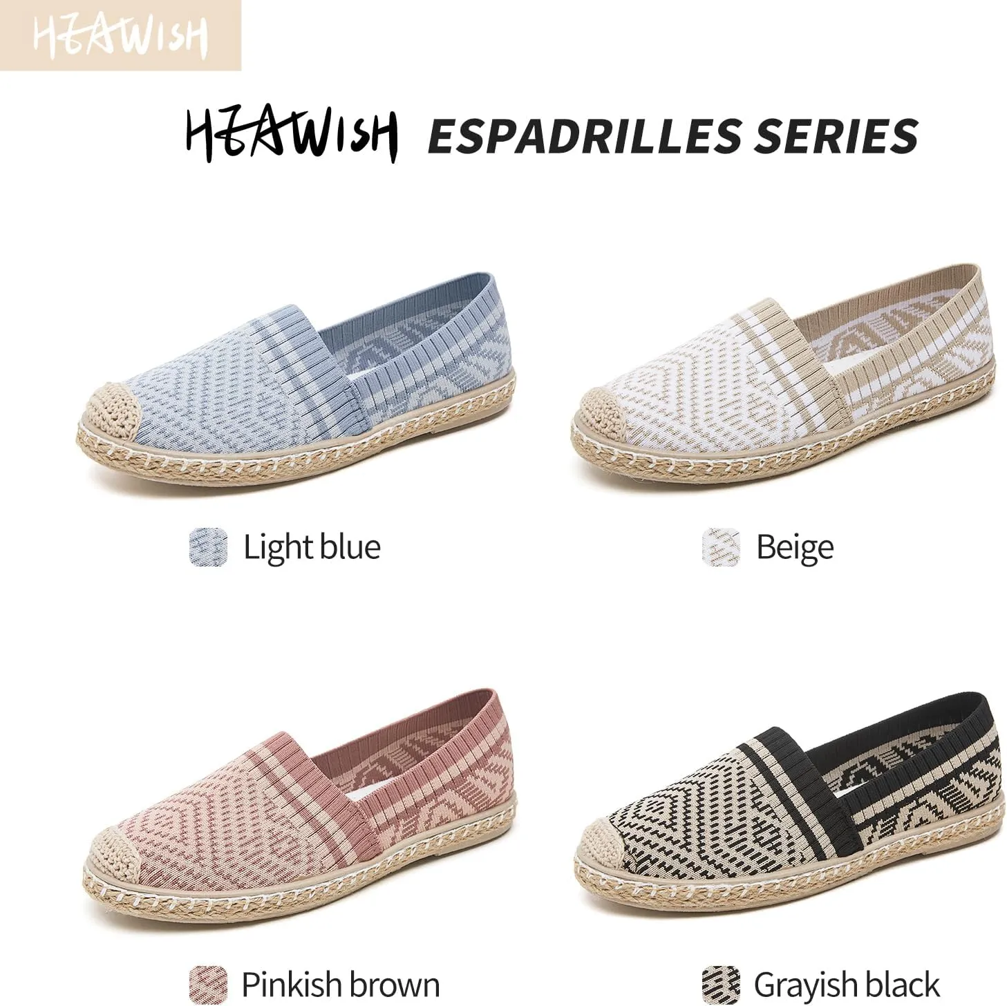 HEAWISH Ballet Flats for Women Loafer Slip on Shoes,Breathable Womens Shoes Dressy Casual Espadrilles for Women Rope Loafer Flats