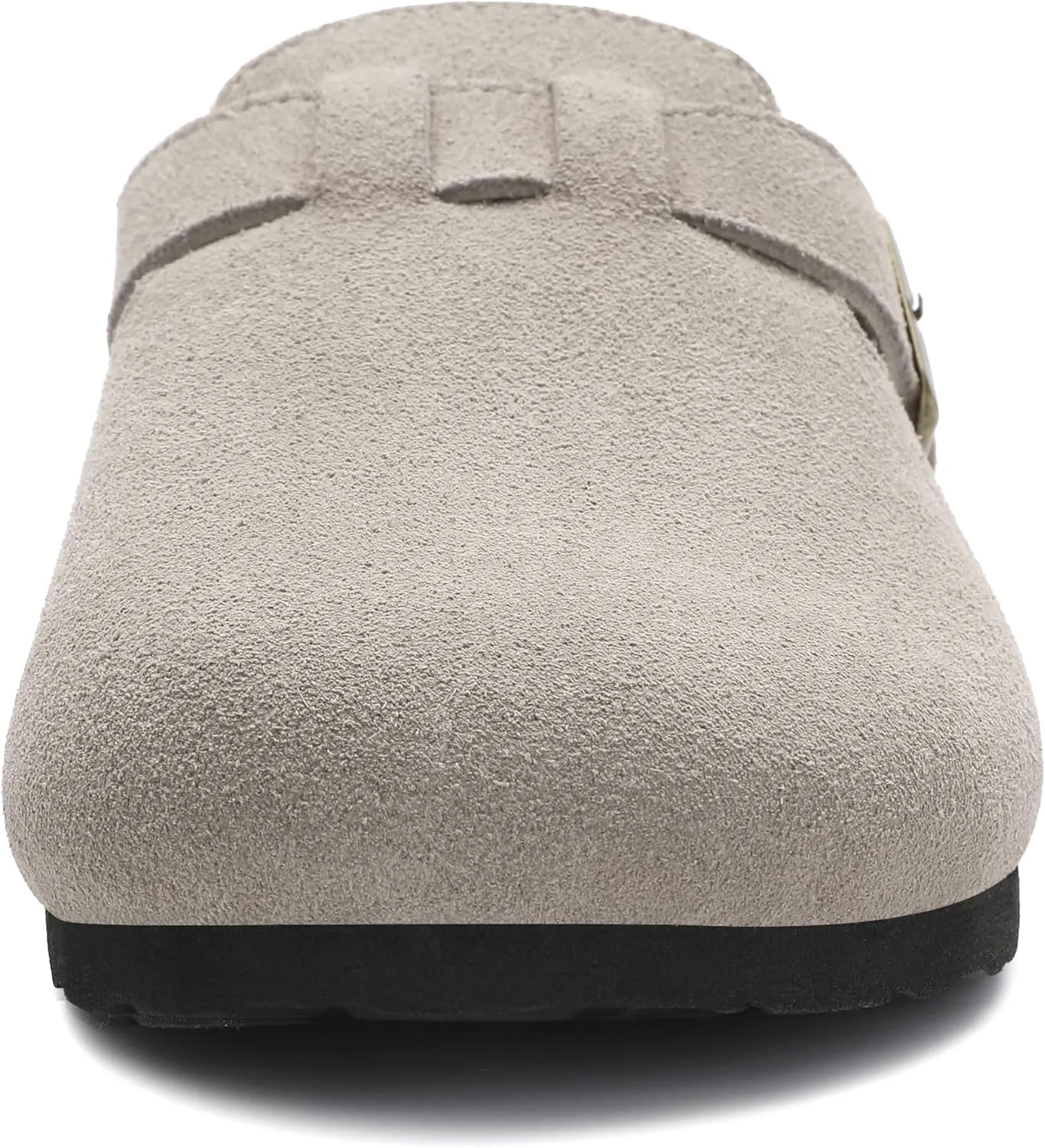 HOMETRUE Mens Suede Clogs Slippers Sandals with Cushioned Cork-Footbed