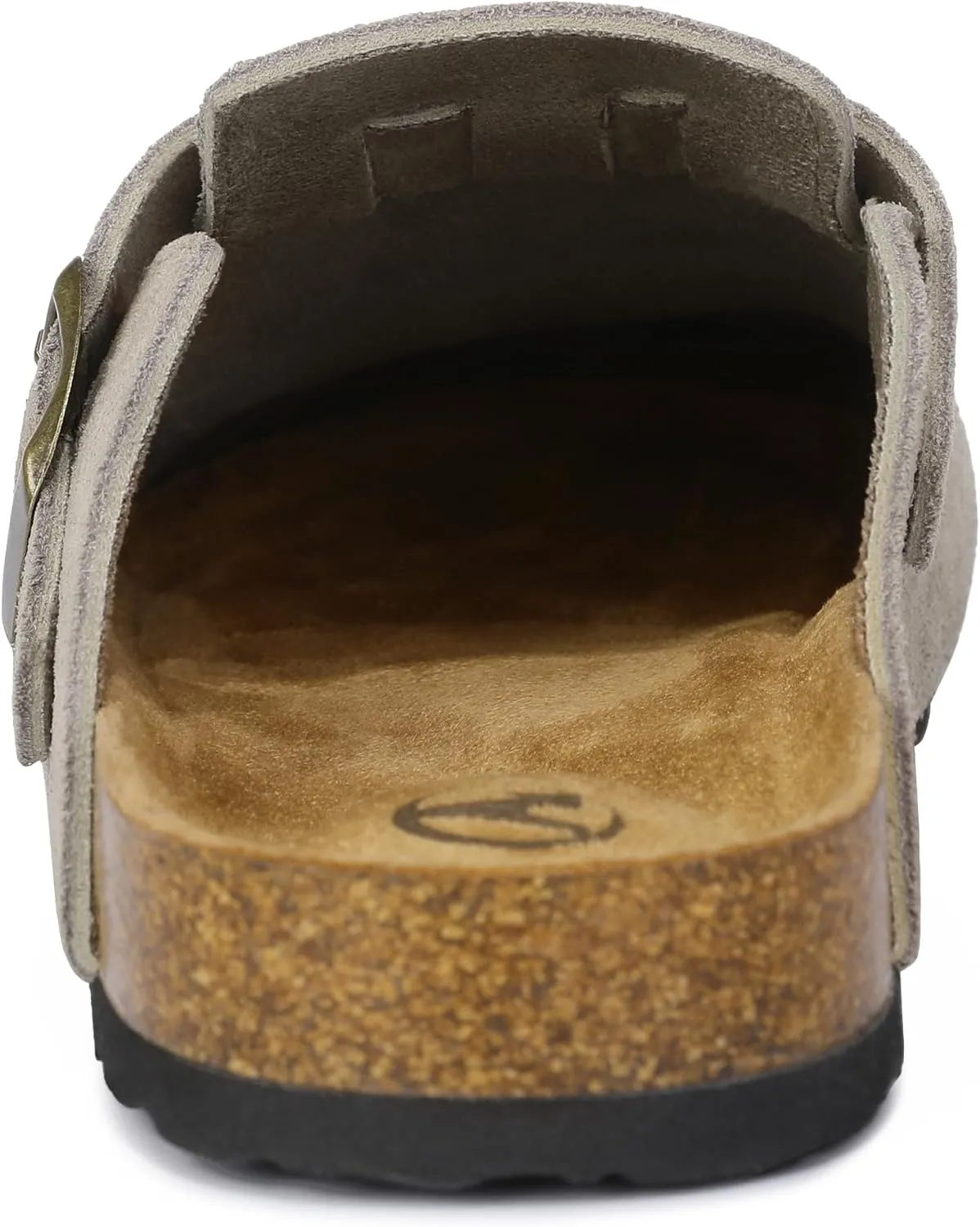HOMETRUE Mens Suede Clogs Slippers Sandals with Cushioned Cork-Footbed