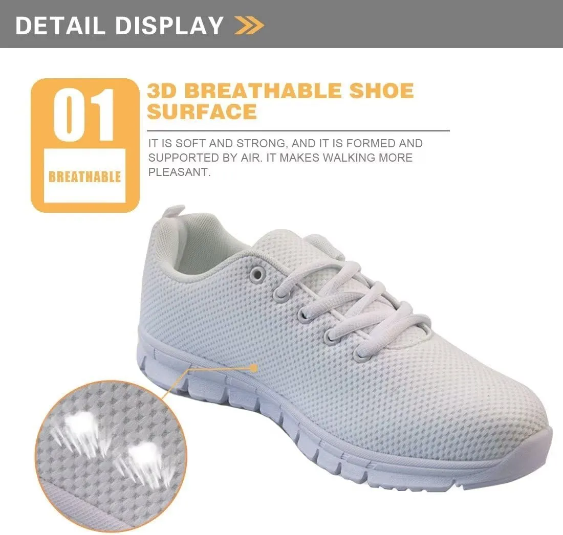 HUGS IDEA Women's Road Running Shoes Nurse Pattern Lightweight Sport Sneakers