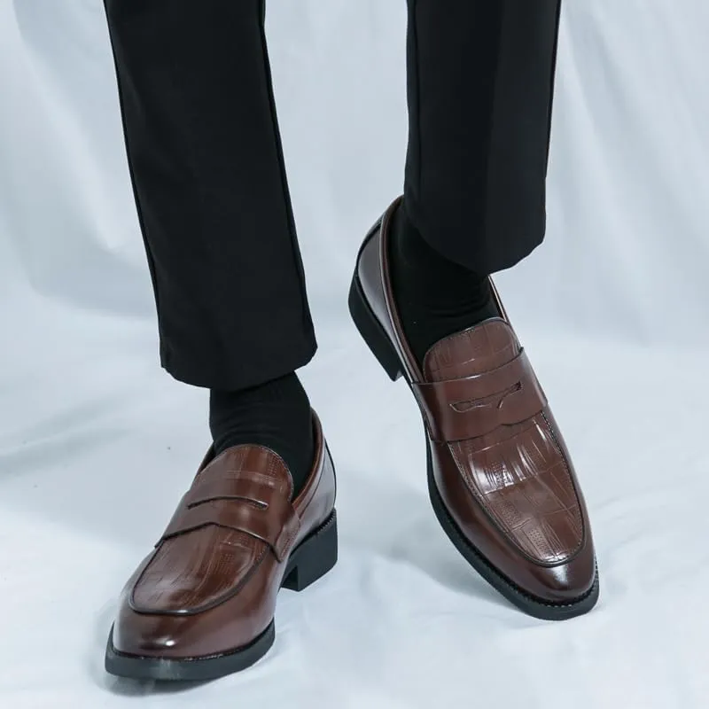 HuitJours Men Two Tone Colors Penny Loafer Slip On Pull on Dress Shoes Casual Boat Shoes Moccasins