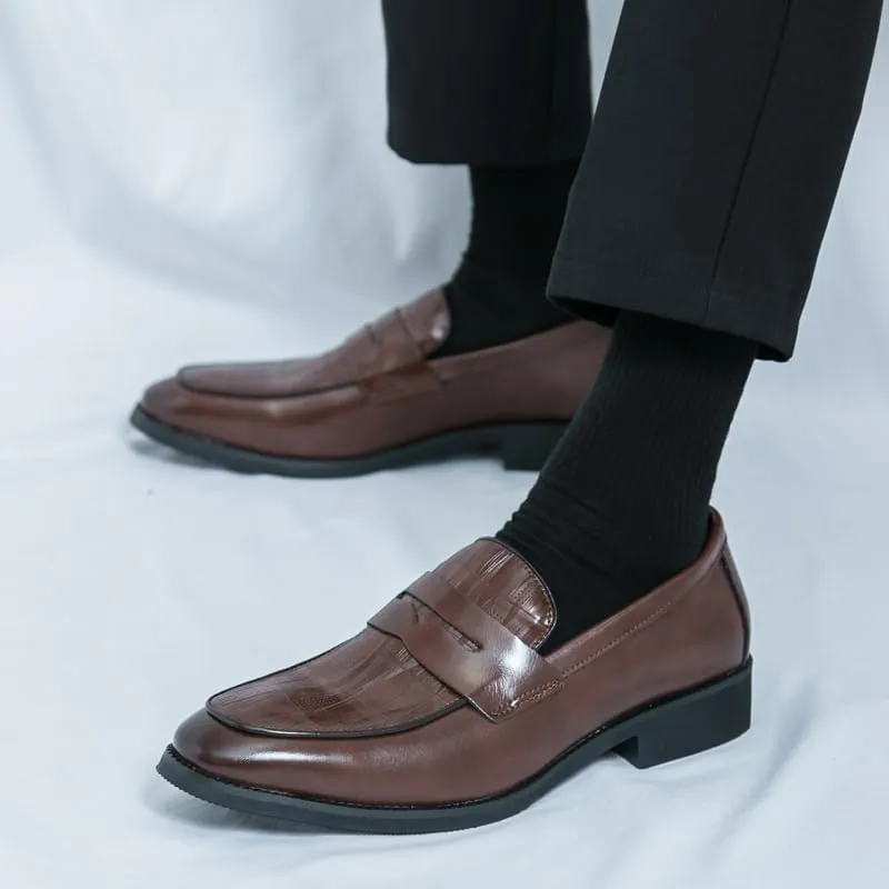 HuitJours Men Two Tone Colors Penny Loafer Slip On Pull on Dress Shoes Casual Boat Shoes Moccasins