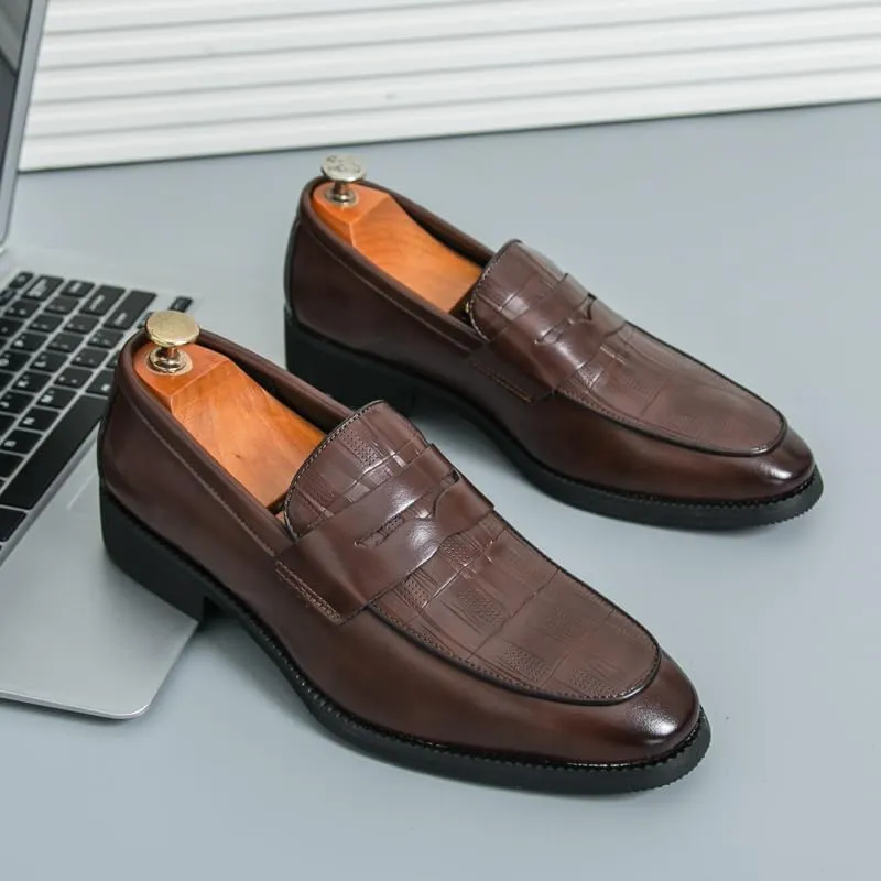 HuitJours Men Two Tone Colors Penny Loafer Slip On Pull on Dress Shoes Casual Boat Shoes Moccasins