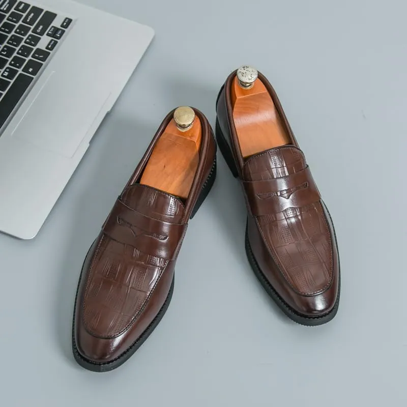 HuitJours Men Two Tone Colors Penny Loafer Slip On Pull on Dress Shoes Casual Boat Shoes Moccasins