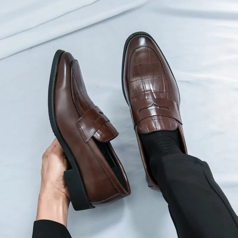HuitJours Men Two Tone Colors Penny Loafer Slip On Pull on Dress Shoes Casual Boat Shoes Moccasins