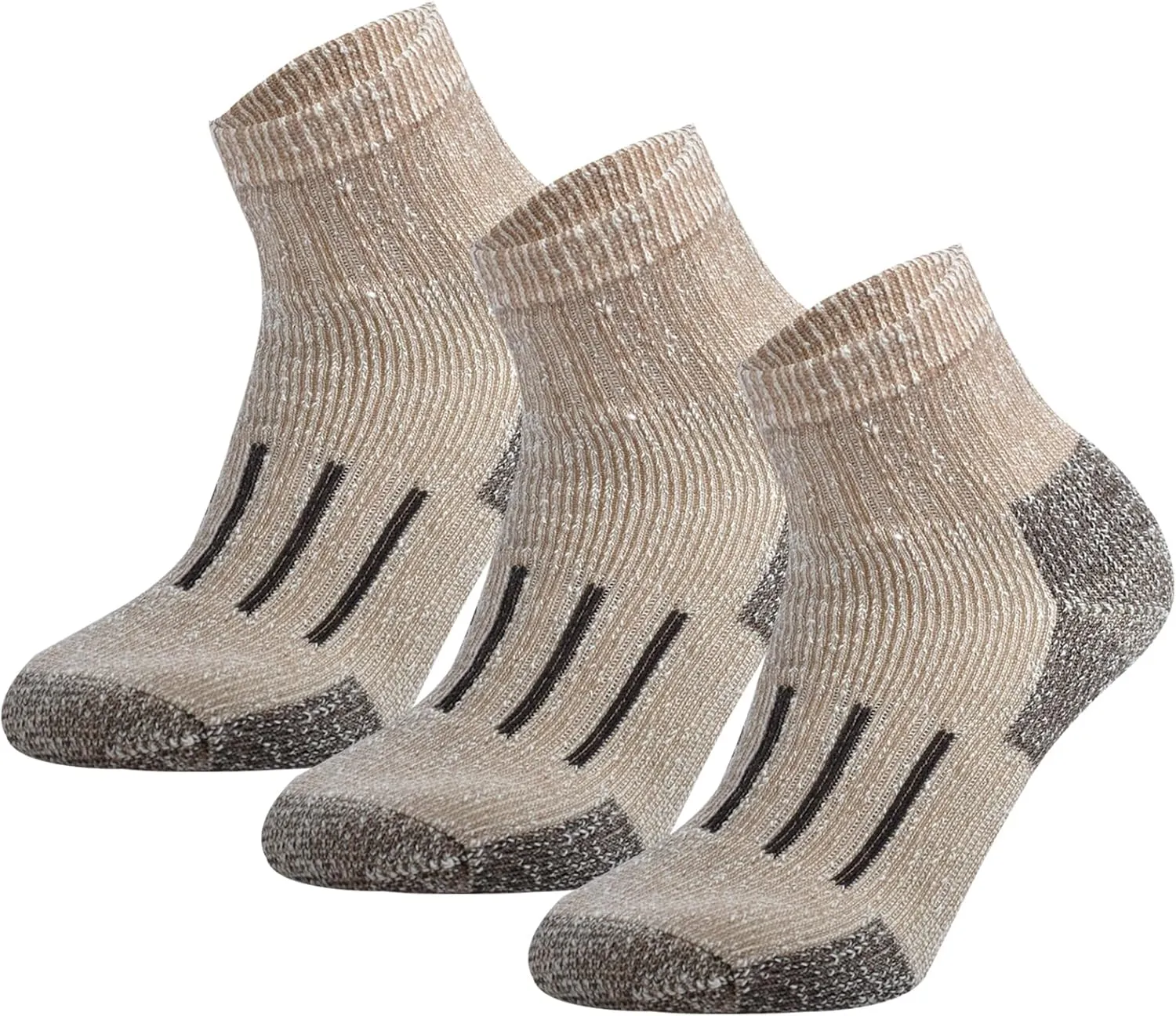 JORMATT Merino Wool Ankle Hiking Socks Men Outdoor Women Thermal Warm Cushioned Quarter Sock (2-3 Pairs)