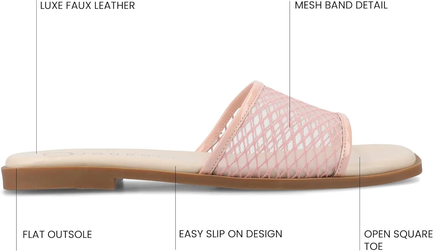 Journee Womens cushioned footbed Sandals Mesh Sandals Breckley Flat Sole Mesh Straps Open Toe