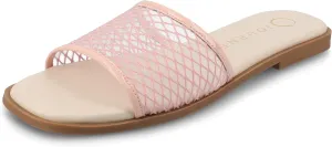 Journee Womens cushioned footbed Sandals Mesh Sandals Breckley Flat Sole Mesh Straps Open Toe
