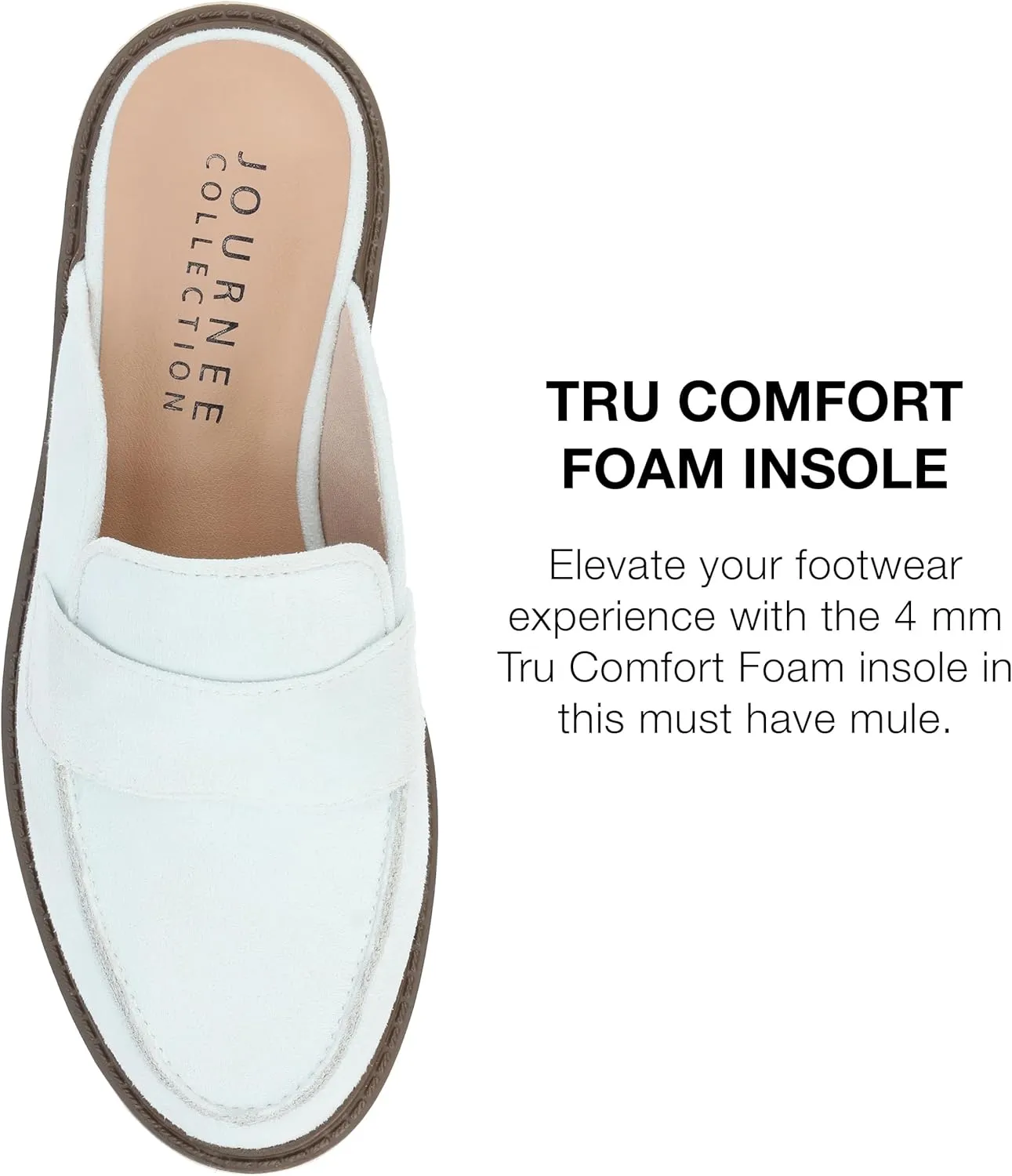 Journee Womens Slip On Loafer Mule Shoes Treaded Outsole Almond Toe Miycah Tru Comfort Foam Block Heel Flats