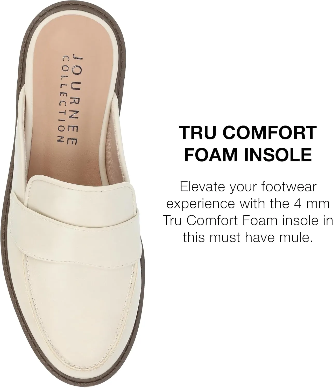 Journee Womens Slip On Loafer Mule Shoes Treaded Outsole Almond Toe Miycah Tru Comfort Foam Block Heel Flats
