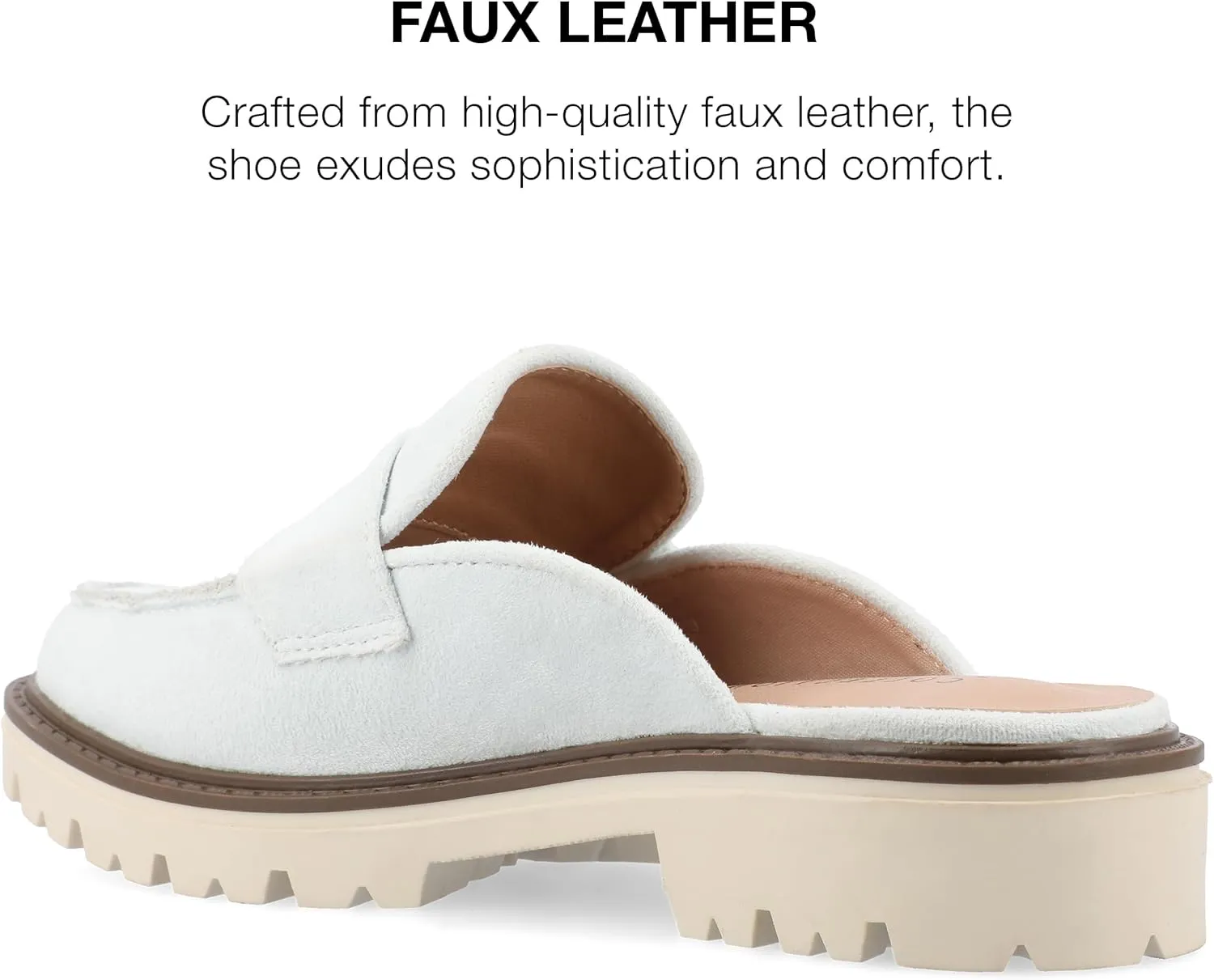 Journee Womens Slip On Loafer Mule Shoes Treaded Outsole Almond Toe Miycah Tru Comfort Foam Block Heel Flats