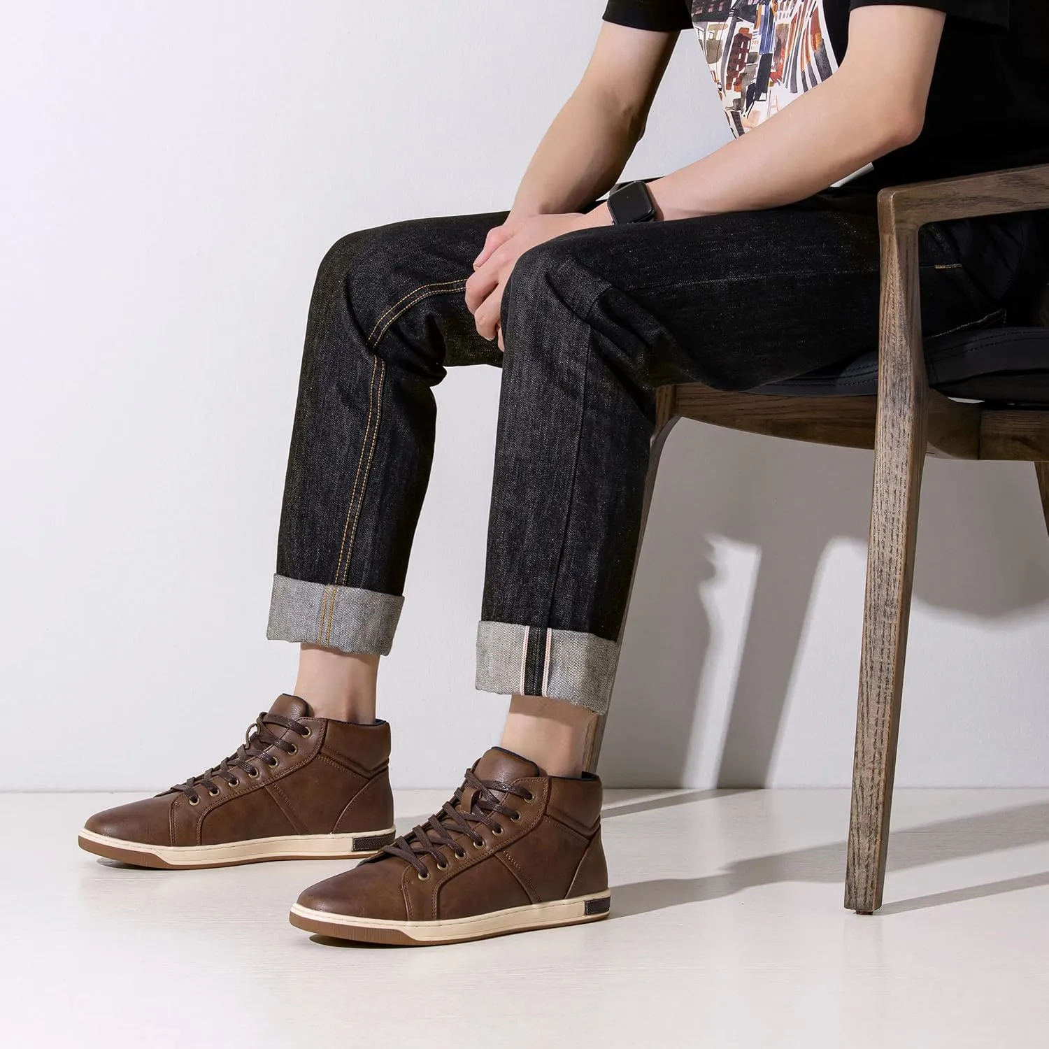 Jousen Men's Casual Shoes High Top Fashion Sneaker Lightweight Men Boots Shoes