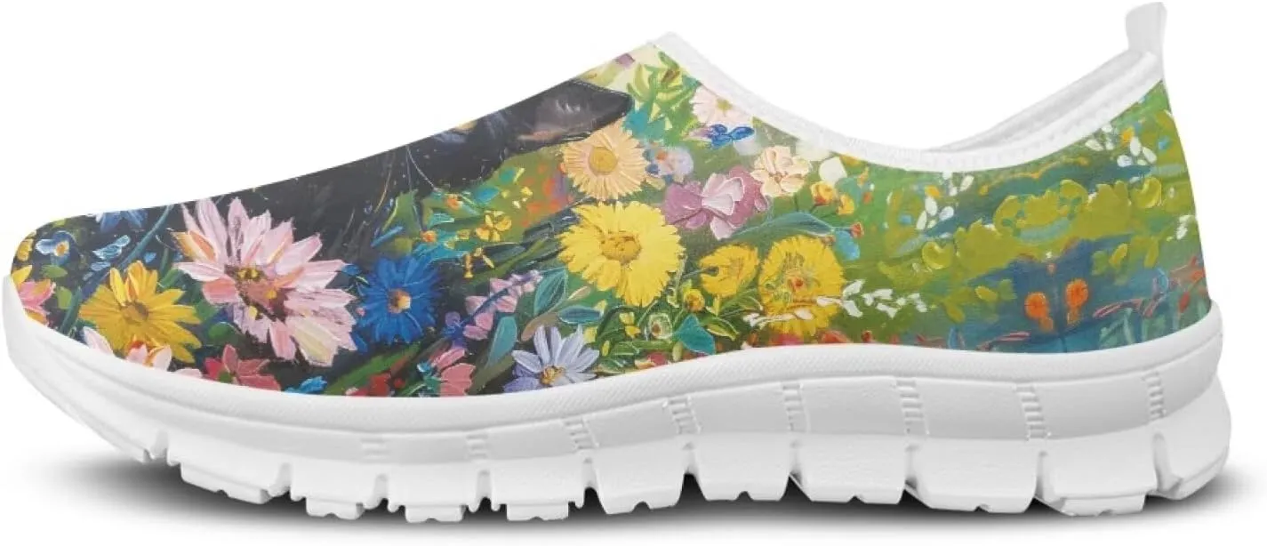 JoyLamoria Bright Blossom Walking Shoes Travel Clog Slip on Causal Loafer with Floral Print Fashion Sneakers for Men Women