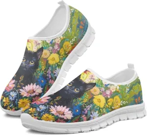 JoyLamoria Bright Blossom Walking Shoes Travel Clog Slip on Causal Loafer with Floral Print Fashion Sneakers for Men Women
